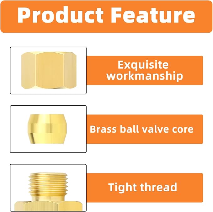 GASHER 10PCS Brass Compression Union Tube Pipe Fitting Connector, 3/8" Tube OD x 1/4" NPT Female Connector