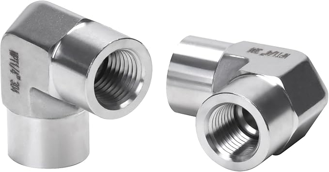 90 Degree Street Elbow - 1/4" NPT Female to 1/4" NPT Female Stainless Steel 304 Heavy Duty Forged Barstock Street Elbow Adapter Pipe Fitting (pack of 2)