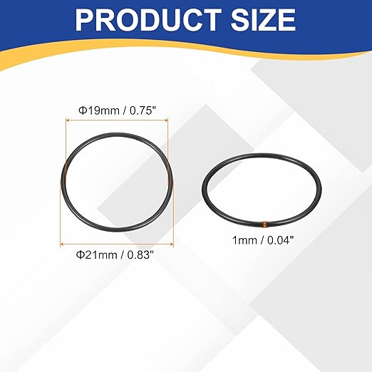 HARFINGTON 20pcs Nitrile Rubber O-Rings 21mm OD 19mm ID 1mm Width Metric Buna-N NBR Sealing Gasket Plumbing Sealing Repair O Rings for Car Auto Vehicle Repair Faucet Air Gas