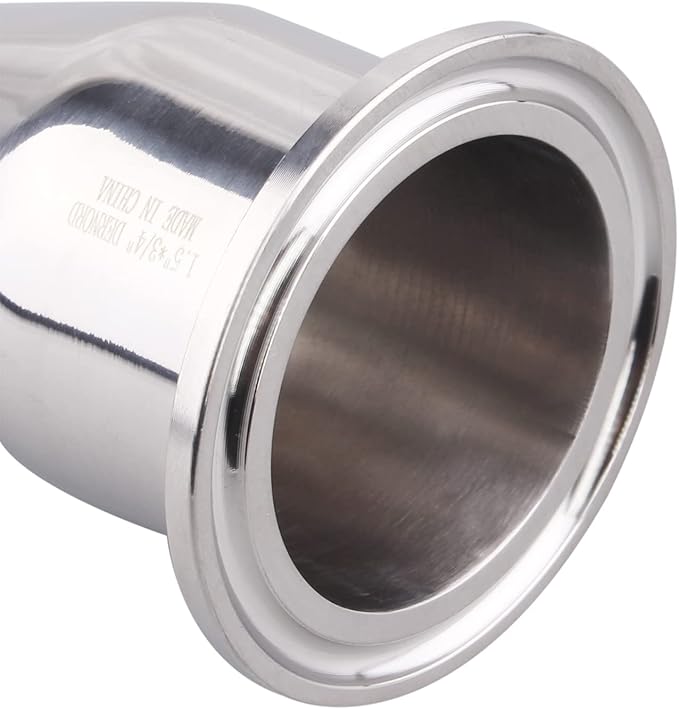 DERNORD Sanitary Fitting Reducer Fitting SUS304 Tri Clamp Ferrule Style 1.5" Tube OD to 3/4" Tube OD
