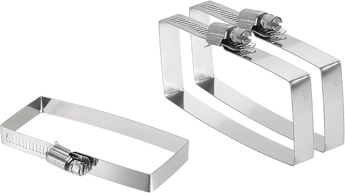 uxcell 3Pcs 304 Stainless Steel Rectangular Hose Clamp, Adjustable 3.9 x 1.6 Inch Square Worm Gear Duct Pipe Tube Clamps for Ducting Bracket Cable Tray Bridge Project Systems, Silver