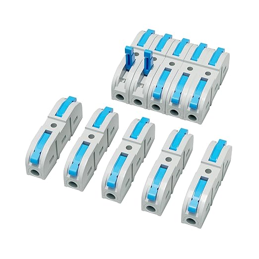 20Pcs Lever Wire Connectors, 1 Conductor Splicing Compact Splitter Docking Terminal Block Electrical Connectors for 26-12 AWG, 600V 32A (Blue)