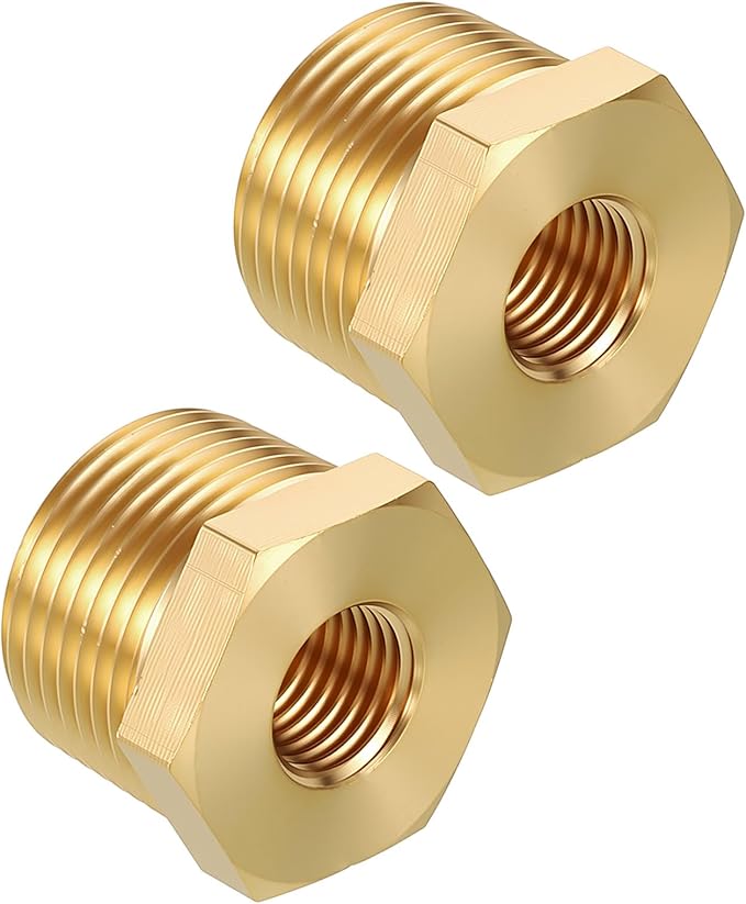 Pack of 1, 3/4" Male NPT to 1/4" FeMale NPT Solid Brass Hex Bushing, Hose Fittings Adapter Reducer Fit for Pipe Leak Repair, Bathroom Remodeling, Tool Extensions, Compression