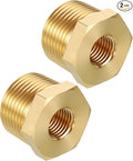 Pack of 2, 3/4" Male NPT to 1/4" FeMale NPT Solid Brass Hex Bushing, Hose Fittings Adapter Reducer Fit for Pipe Leak Repair, Bathroom Remodeling, Tool Extensions, Compression