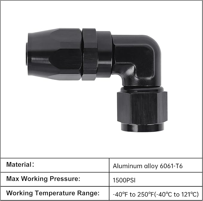 EVIL ENERGY 8AN Hose End Fitting 90 Degree Swivel Low Profile Forged Aluminum for CPE Braided Line