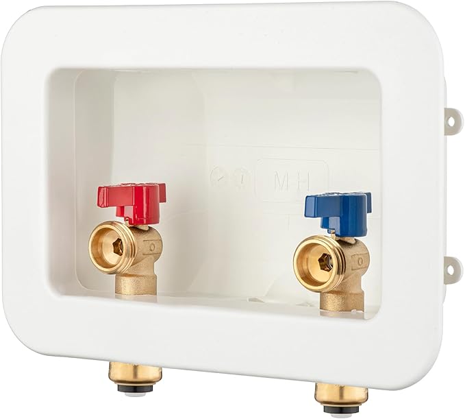 (1 Pack) Lidertik Washing Machine Outlet Box Push to Connect with Center Drain, Inlet 1/2 inch Push to Connect x Outlet 3/4 inch Male Thread LI-XYJH-550-LK