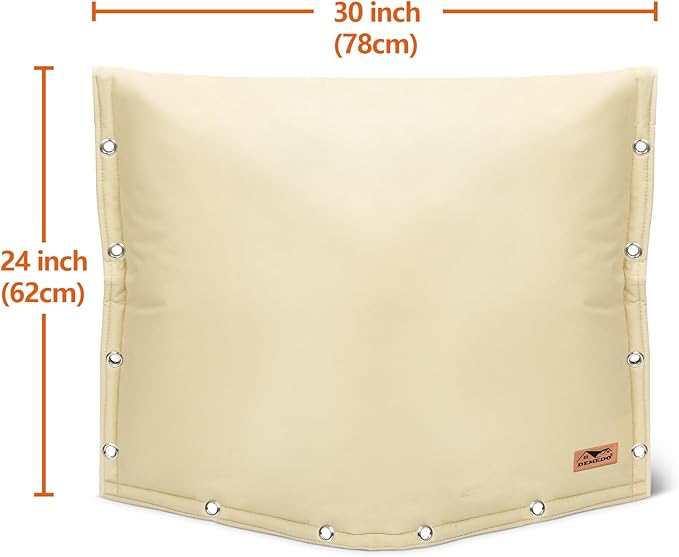 Backflow Preventer Insulation Cover - 3 Way Opening Pipe Insulation Cover for Irrigation Valve, Sprinkler Cover for Outside - Winter Freeze Protection Backflow Cover - 30" W x 24" H, Beige