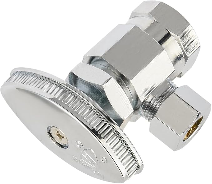 (Pack of 5) EFIELD Multi-Turn Angle Stop Valve 1/2" Fip Iron Pipe x 3/8" OD, LF Brass Chrome Plate, NSF/ANSI 61,(VALVE365)