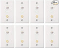 Weewooday 8 Pieces Cat 6 Ethernet Wall Plates, Cat 6 Coax Wall Plate with Ethernet Port and Gold-Plated TV Coax F-Type Port (White)
