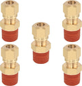 5PCS Air Brake Nylon Tubing Brass Union Straight Joint DOT Approved 1/4" Tube OD x 1/4" NPT Thread Air Line Adapter Air Suspension Kit for Truck Trailers and Air Brake System