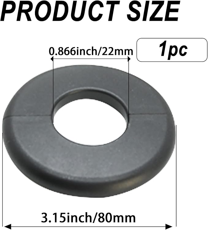 Wall Split Flange 1 Piece, Pipe Cover Decoration Fit 0.87 inch Outer Diameter Pipe, ABS Round Self-Adhesive Escutcheon Plate, Buckles Design Split Plumbing Cover Plates, Black (22mm)