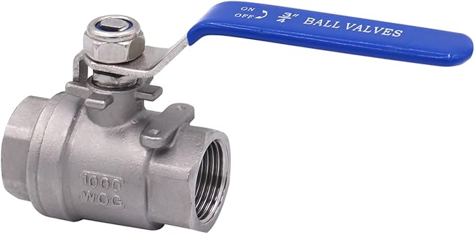 DERNORD Ball Valve Stainless Steel 304 3/4" NPT Heavy Duty for Water, Oil, and Gas with Blue Locking Handles (Pack of 2)