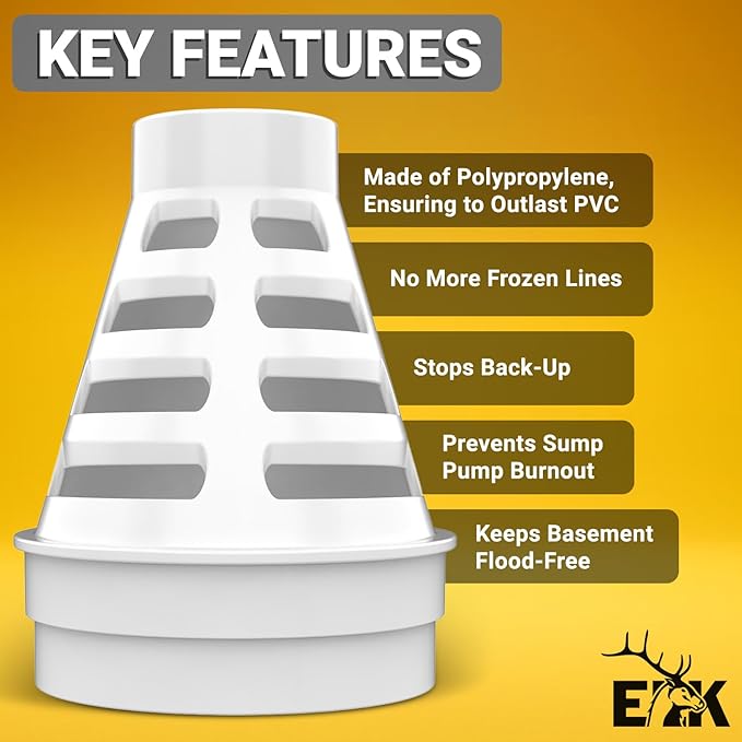ELK Freeze Relief 4" - Use Between 1.5" Sump Pump Line to 4" Discharge Line - Pipe Transition that Relieves Water Pressure and Protects Against Pipe Bursting, Pump Failure and Flooding