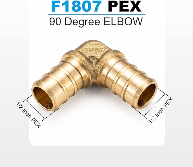 WMAXPFIT(15 Pack) 1/2 Inch PEX 90 Degree Elbow F1807, LF Brass crimp fitting for PEX-b pipe