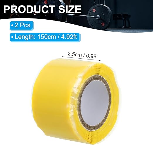 PATIKIL Grip Tape for Handles 1" x5ft, 2 Roll Self-Fusing Silicone Tape for Bike Handles Pull Up Bars Gym Equipment Plumb/Hose/Pipe Leaks Emergency Yellow