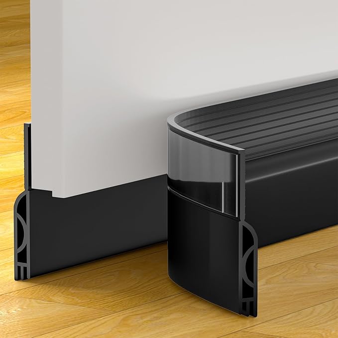Door Draft Stopper, Door Sweep for Bottom of Door, Weather Stripping Door Seal Gap Filler Bottom Blocker Soundproofing Cold Air Insulation Save Energy Install Quickly Easily (Black, 39‘’)