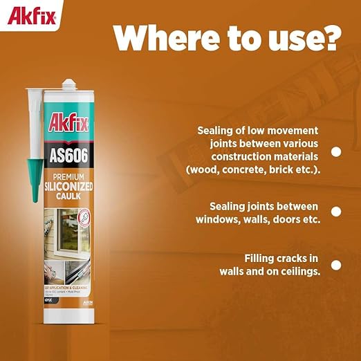 Akfix AS606 White Acrylic Latex Caulk for Painters (24x10.1 fl.oz.) - Siliconized Acrylic Caulk for Window and Door Sealing, Crack Filling, Baseboards & Trim, Odorless, Paintable | 24 Pack