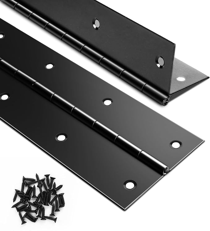 2PCS Black Piano Hinge 30 Inch x 3 Inch Heavy Duty Stainless Steel Piano Hinge Continuous Hinge for Cabinet, Door, DIY Wood Boxes, 0.05" Leaf Thickness