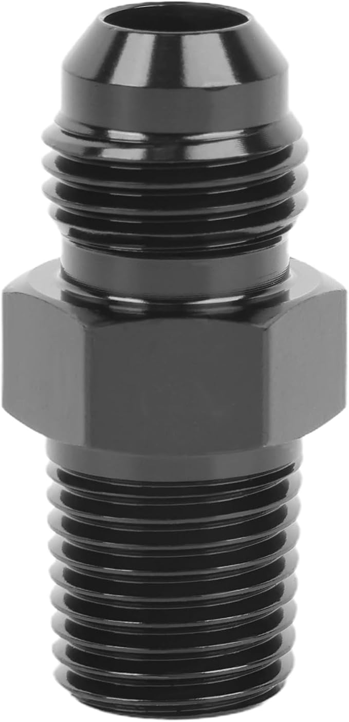 EVIL ENERGY 6AN Male Flare to 1/4" NPT Pipe Fitting Adapter Straight Aluminum Black