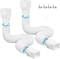 2 Pack Rain Gutter Downspout Extensions,Drain Downspout Extender Diverter, Flexible Downspout Extensions Can Extendable from 21 to 60 Inches (White)