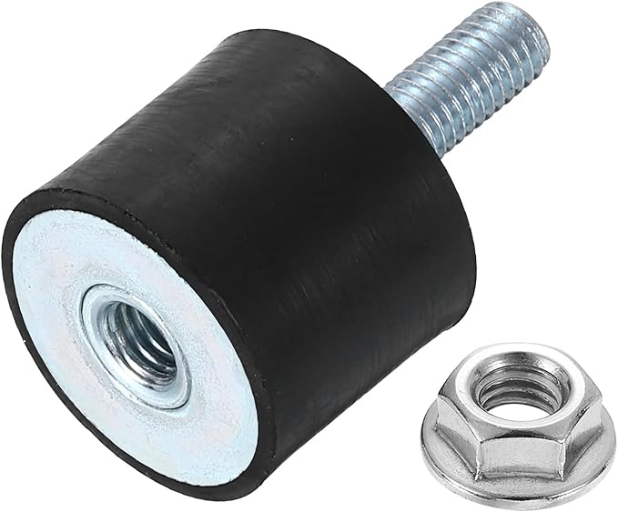 uxcell M8 Rubber Mounts, 1Pcs 30x25mm(DxH) Rubber Cylindrical Anti Vibration Isolator Shock Absorber with Lock Nut for Car Bobbin Generator Air Compressors
