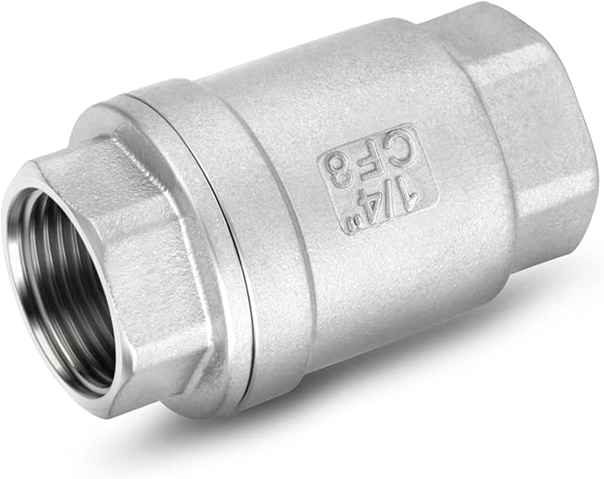 TAISHER 2PCS 304 Stainless Steel 1/4" Female Vertical Check Valve，Backflow Prevention, One Way Spring Check Valves CF8 WOG 1000