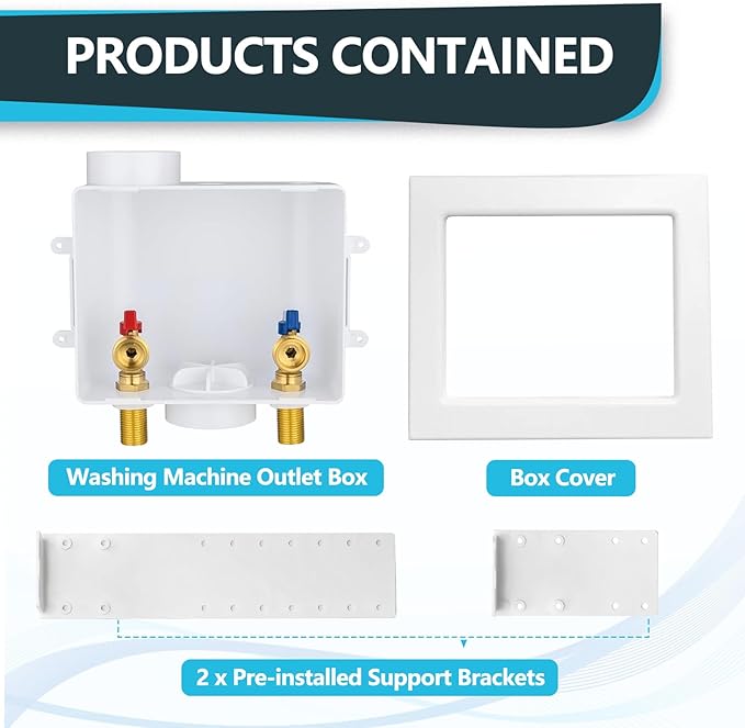 Washing Machine Outlet Box, Center Drain/Side Drain, 1/2 Inch MIP Sweat Inlet x 3/4 Inch MHT Outlet Connection, Laundry Washer Valve Outlet Box (Pack of 10)(WM001-10Pack)