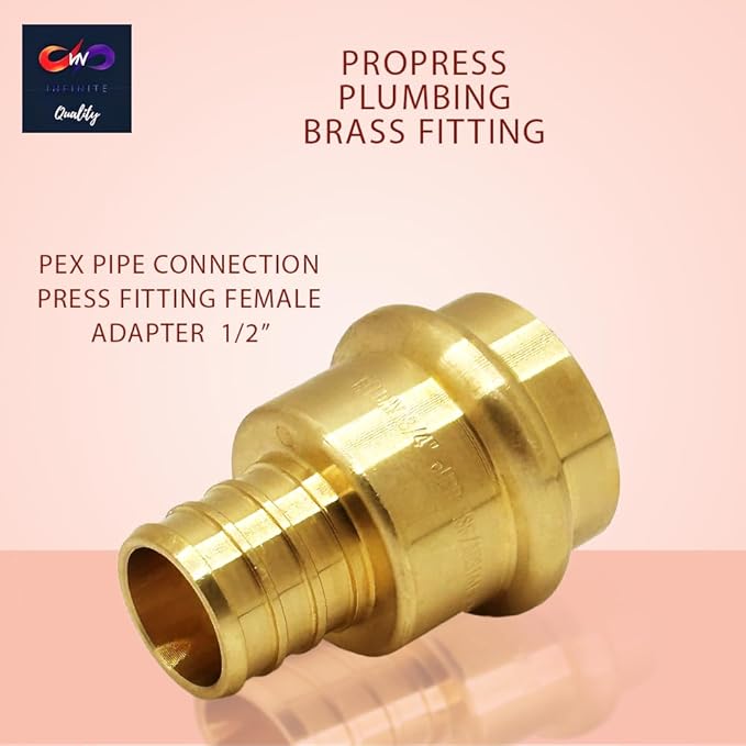 1/2 Inch PEX Coupling Brass Adapters for Copper - 1/2 inch Press - PEX Pipe Connection Press Fittings 1/2" (Pack of 5)