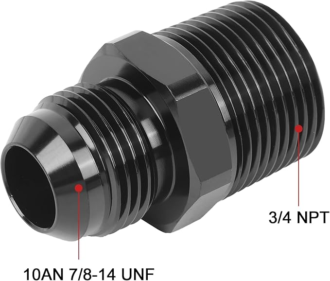 EVIL ENERGY 10AN Male Flare to 3/4" NPT Pipe Fitting Adapter Straight Aluminum Black