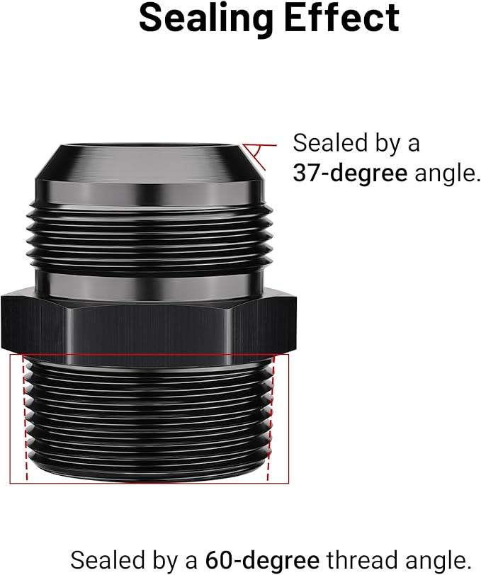 EVIL ENERGY 20AN Male Flare to 1-1/4" NPT Pipe Fitting Adapter Straight Aluminum Black 2PCS
