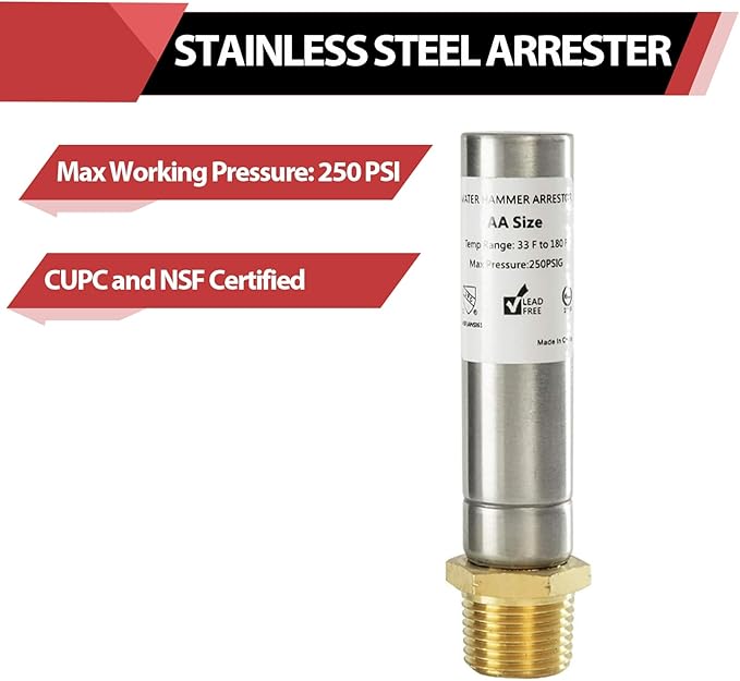 4-Pack EFIELD MH-131, 1/2-Inch MIP Thread Stainless Steel Water Hammer Arrestor For Potable Water Plumbing Application,(HAMMER006-4PCS)