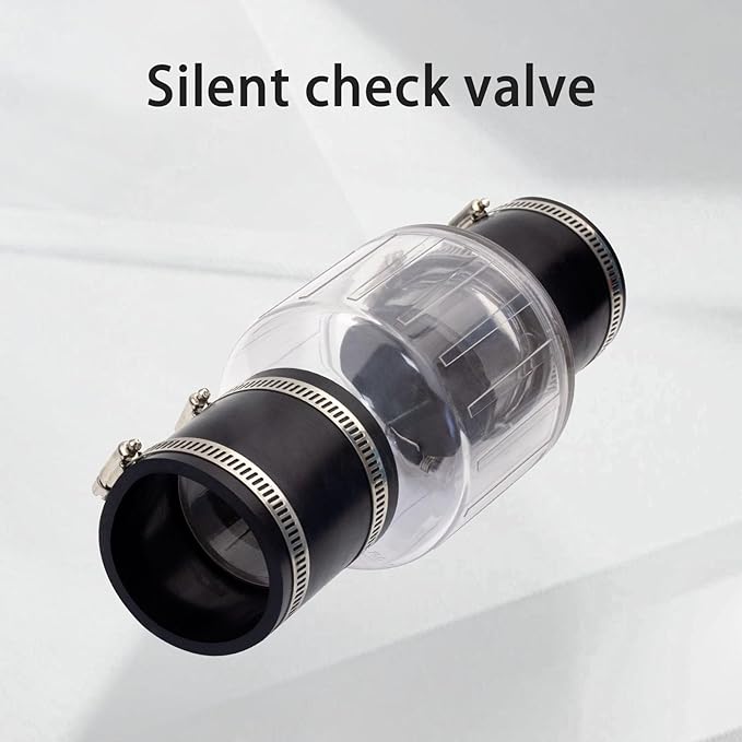 2 Inch Sump Pump Check Valve Water Pump Accessories, Steel Clamps Fit 7-1/4"Gap in, Spring-Loaded Flapper, Full-Flow and Non-Clog Design Installation