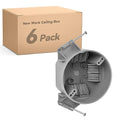 20 Cubic Inch New Work Ceiling Electrical Box, Round Electrical Box for New Construction, PVC, UL Listed, 6 Pack