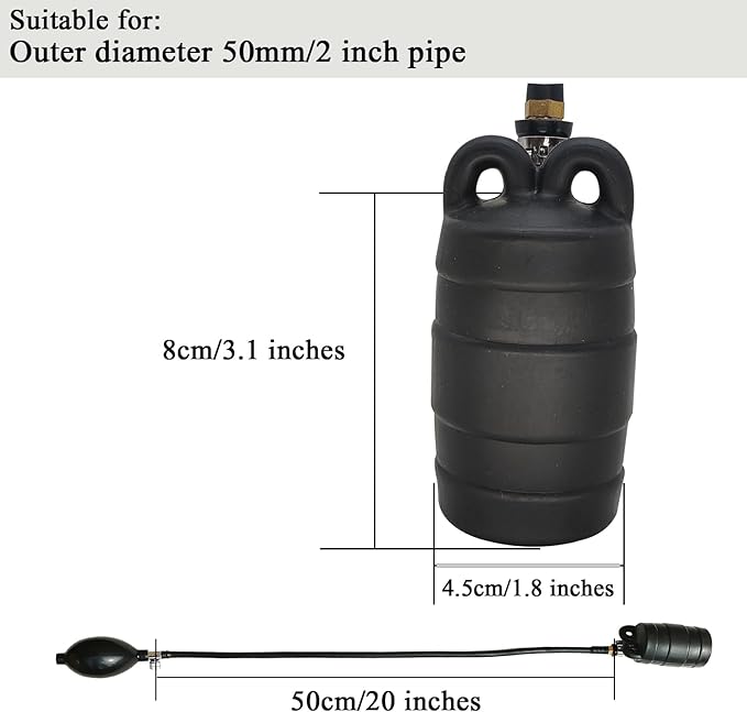 Sewer Test Plug,Test Plug Plumbing,Inflatable Pipe Plug,Inflatable Pipe Plug Balloon Plug,Self-contained Hand Inflatable Ball. (2 inches)