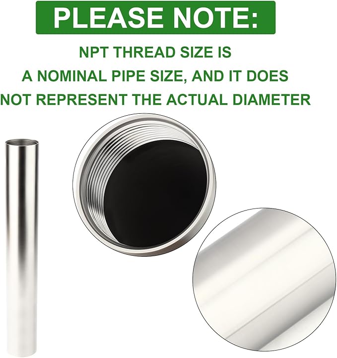 TAISHER 1PCS Stainless Steel Pipe Fittings, 1-1/4" NPT Female x 1-1/4" NPT Female Threaded, 12" Length Nipple Cast Pipe