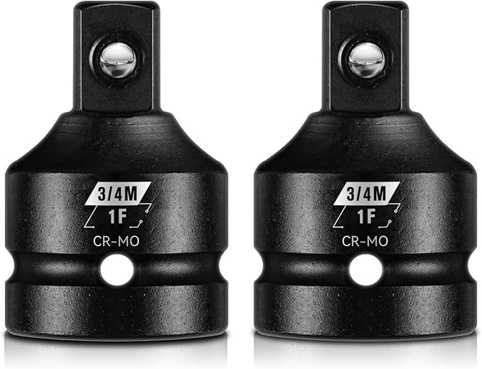 BLACKROBOT 2 Pieces 1” F To 3/4” M Impact Socket Adapter Set, SAE Drive Cr-Mo Steel Exceeds ANSI Standards, Square Drive Socket Reducer for Impact Driver Wrench