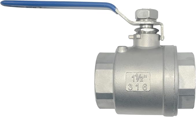 DAN SPEED 1.5" NPT Female Threaded Full Port Ball Valve with Blue Vinyl Lever Handle,316 Stainless Steel,WOG1000(1-1/2 Inch)