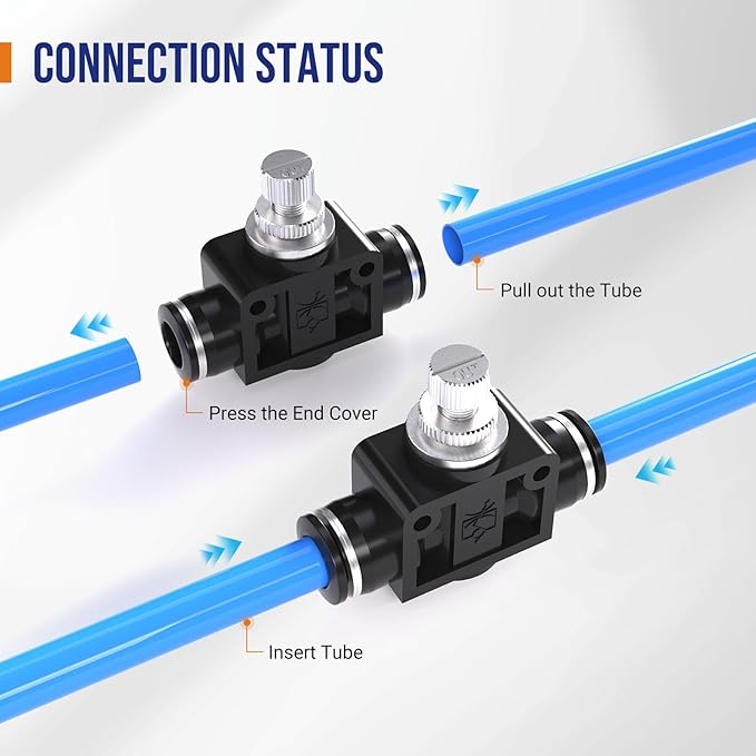 1/2 Push To Connect Valves,Pneumatic 1/2 Air Control Valve, Quick Push To Connects Fittings,Throttle Flow Speed Controller