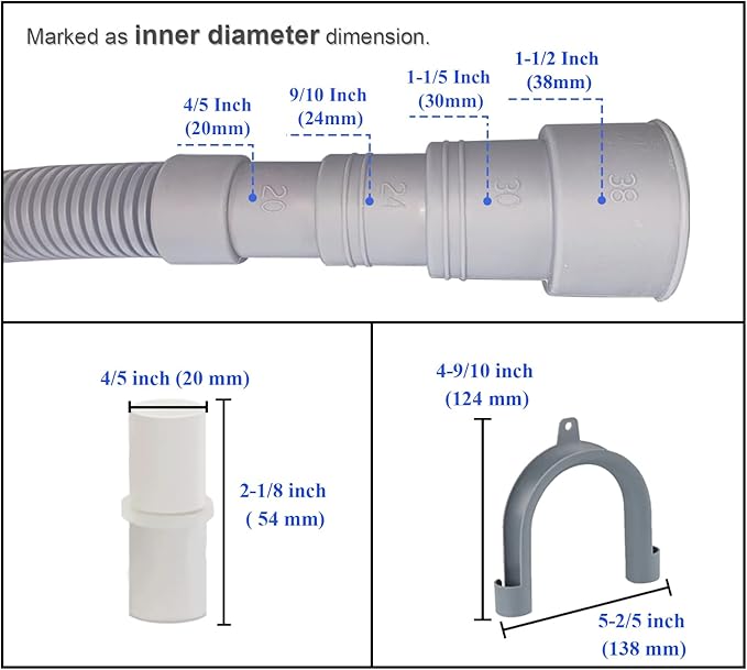 6.5ft Washing Machine Drain Hose Extension Kit - Universal for Washer, Dishwasher & Dehumidifier, 7-Piece Set with U-Bracket, 4 Clamps & Adapter