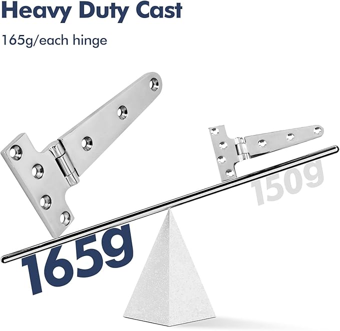 Boat T Type Hinge, Marine Grade Stainless Steel 316 Heavy Duty Strap Butt Hinge Durable Marine Applications for Hatch, Cabinet, Gate, and Door