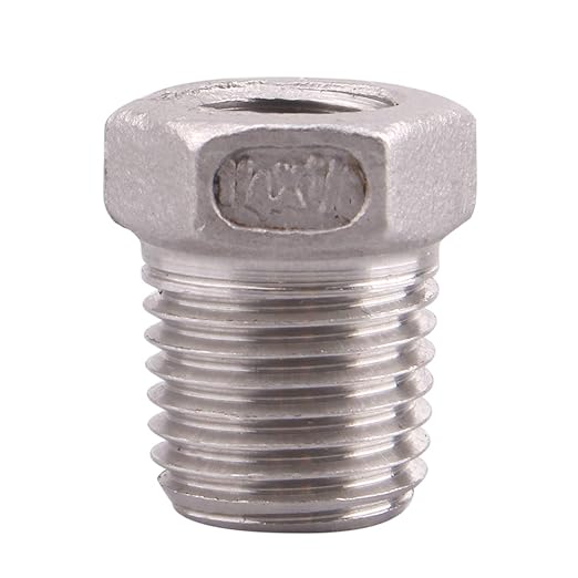 Stainless Steel Reducer Hex Flush Bushing, 1/4" NPT Male 1/8" NPT Female,Reducing Adapter Cast Pipe Fitting (pack of 2)