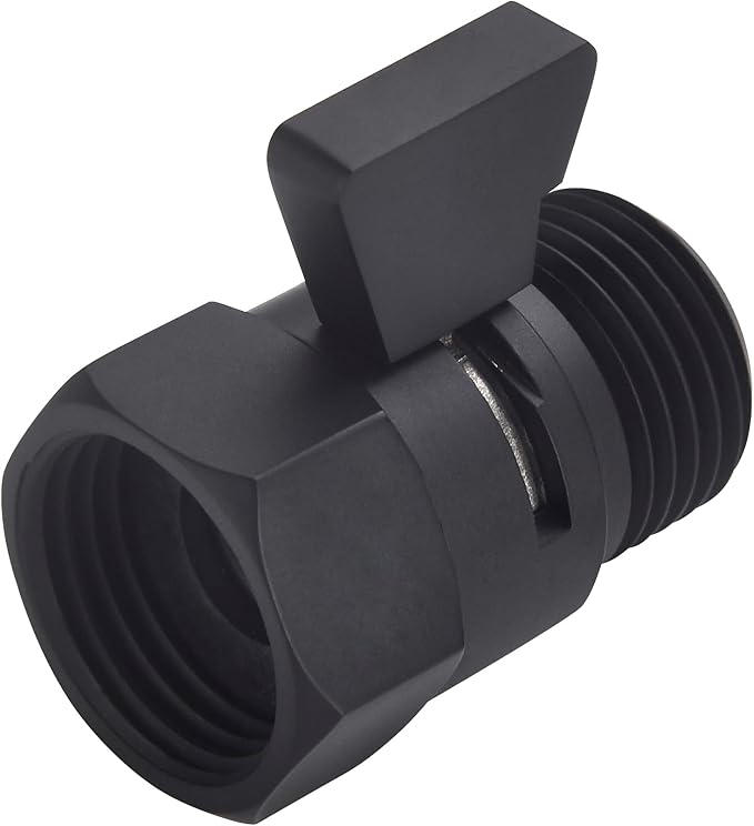 Matte Black Water Flow Control Valve, G1/2" Shower Head Flow Control Brass Shut Off Valve for Handheld, Water Pressure Regulator Replacement for Shower System