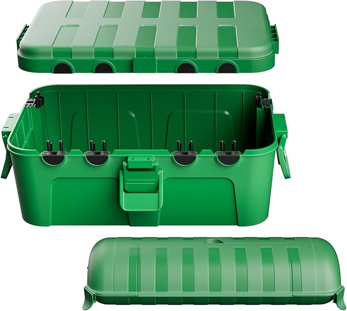 Flemoon 2-Piece Outdoor Waterproof Electrical Box Set – 12.5" x 8.5" x 5" Large Electrical Box & 11.3" x 4.3" x 3" Extension Cord Cover for Power Strip, Outlet, Holiday Light, Green