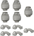 Conduit Connectors, 1 Inch Liquid Tight Connector NPT Non-Metallic for PVC Electrical Flexible Conduit Fittings, 5 Straight and 5 Angle 90 Degree, UL Listed, Grey (10-Pack)