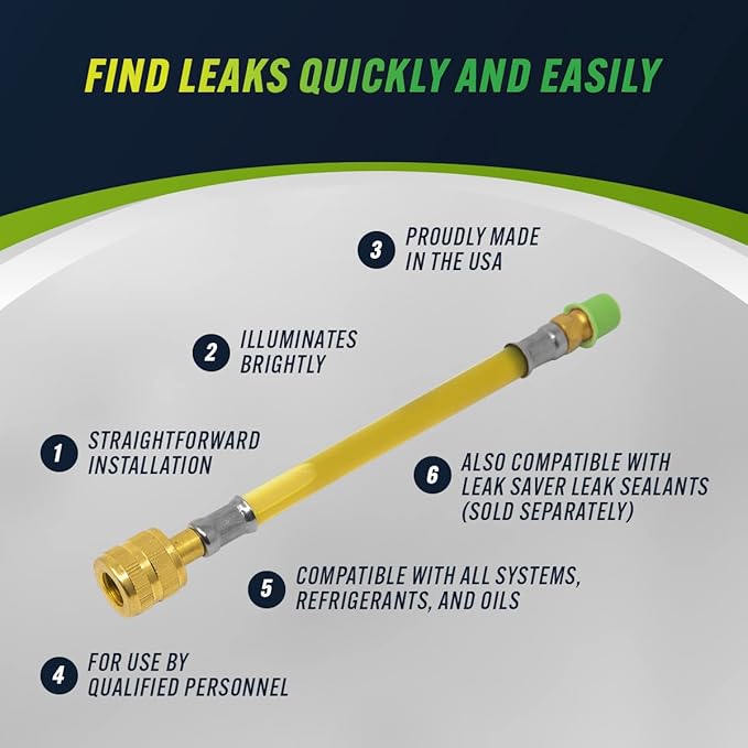 Leak Saver Leak Shot Dye Inject Kit - Complete UV Dye Refrigerant Leak Detection Kit for Automotive, Home, Commercial, Marine Air Conditioner, and Refrigeration Systems - Made in The USA
