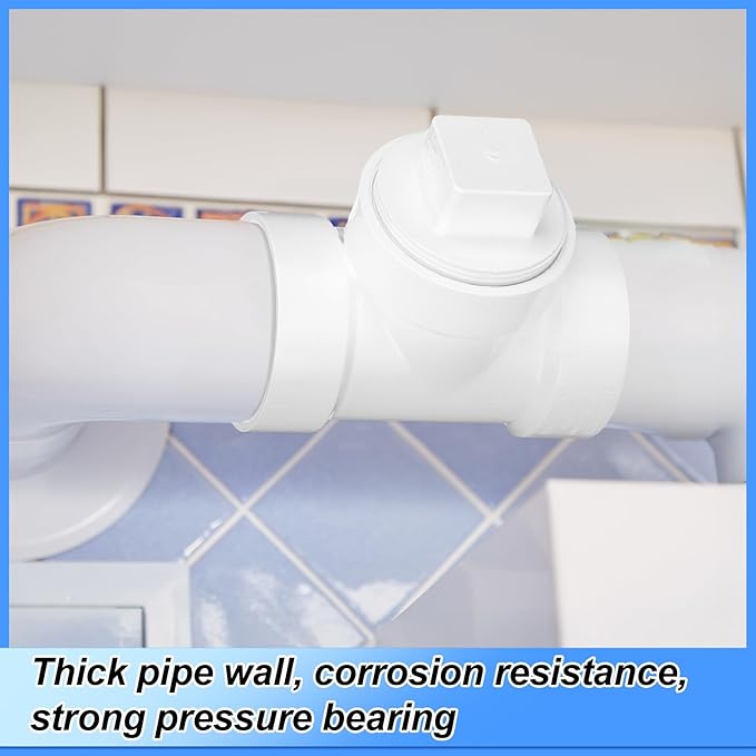2" Hub x 2" Hub x 2" PVC Dwv Pipe Fitting Cleanout Tee with Plug Sewer Cleanout Adapter with NPT Female for Drainage Piping, Ventilation and Other System Drain