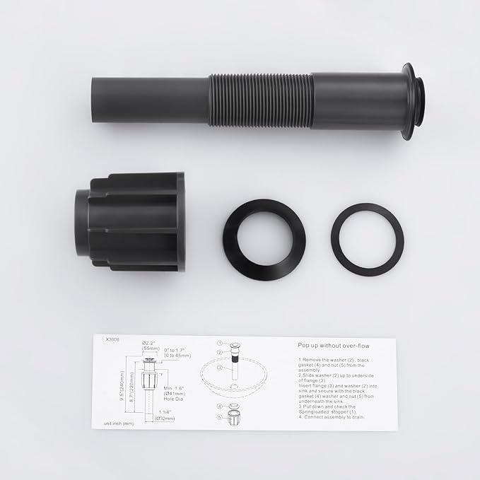 ALEASHA Pop Up Sink Drain Without Overflow, Bathroom Sink Drain Vessel Sink Stopper Pop Up Sink Drain Stopper, Pop Up Drain for Bathroom Sink Drain Strainer for Hair Catcher, Matte Black