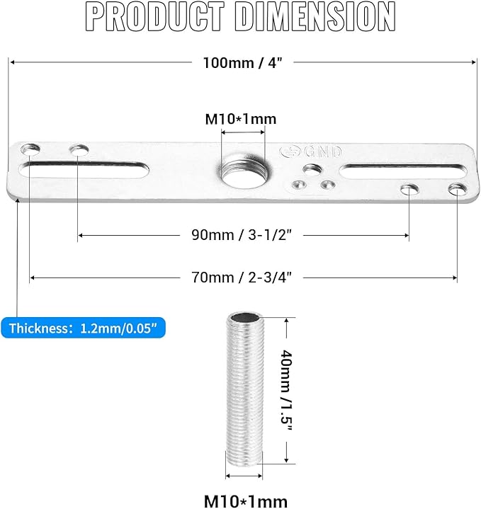 4" Ceiling Light Fixture Mounting Bracket Kit, 4Pcs Universal Lamp Crossbar Hardware Set for Chandelier & Wall Lights, Silver