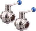 DERNORD 2 Pack 1.5 Inch Tri Clamp Sanitary Butterfly Valve with Pull Handle Stainless Steel 304 Tri Clamp Clover (1.5" Tube OD)