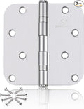 304 Stainless Steel 4 Inch Door Hinges Brushed Satin Nickel Interior Hinges 5/8" Radius Corners 3.5'' Ball Bearing Silver Door Hinges- 3 Pack